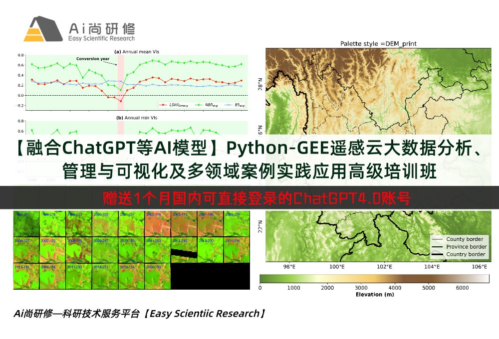 直播：【融合ChatGPT等AI模型】Python-GEE遥感云大数据分析、管理与可视化及多领域案例