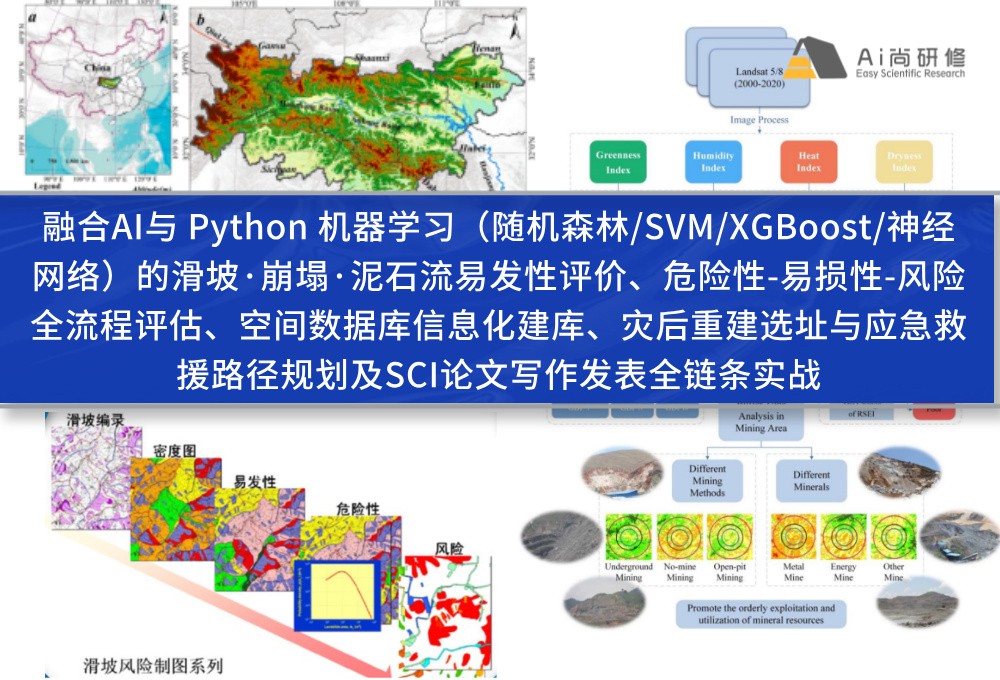 融合AI与Python机器学习的滑坡·崩塌·泥石流易发性评价、空间数据库信息化建库、灾后重建选址与应急救援路径规划及SCI论文写作发表全链条